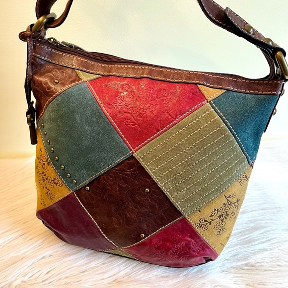 Fossil Talita Patchwork Leather & Suede Shoulder Bag - Picture 3 of 10